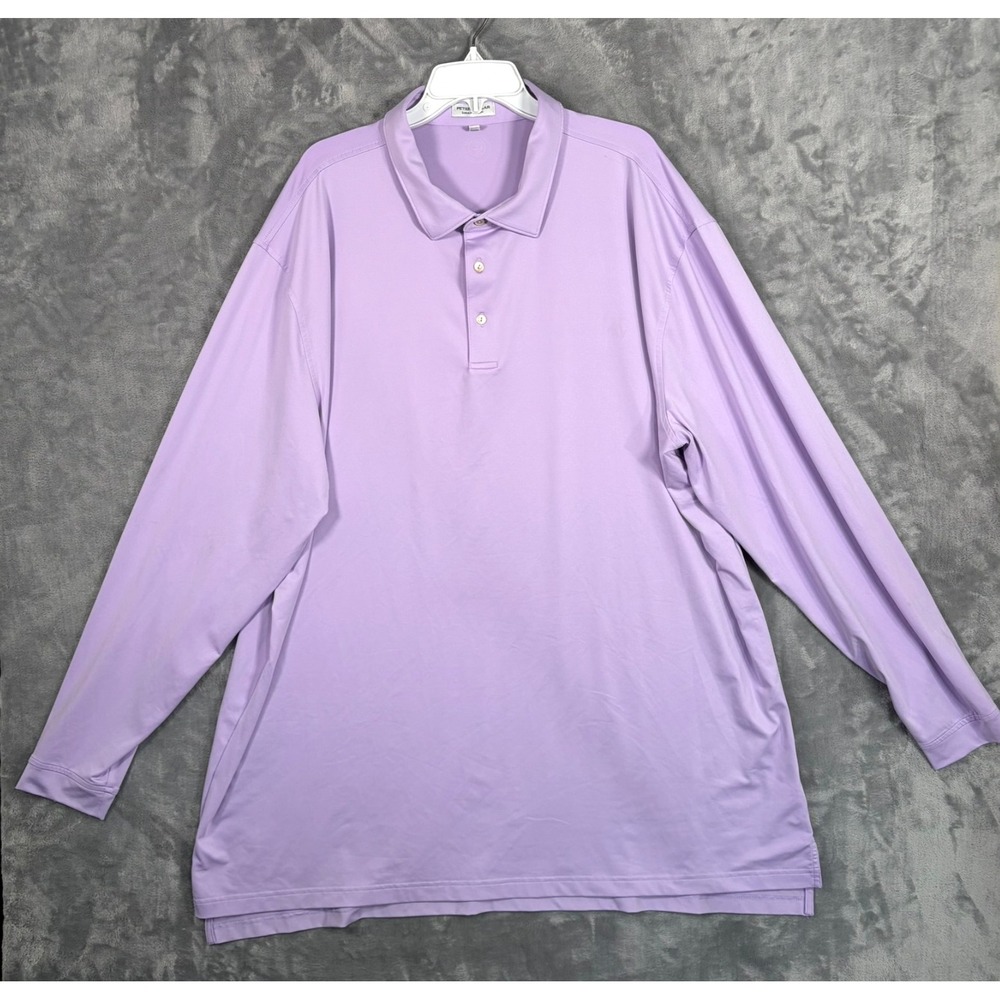 Peter Millar Summer Comfort Long Sleeve Polo Shirt Mens 3XT Tall Purple Golf